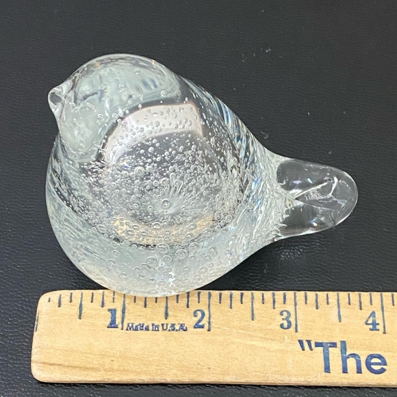 Murano Style Clear Glass Bird Paperweight Controlled Bubbles Art Glass Bird - Picture 9 of 15